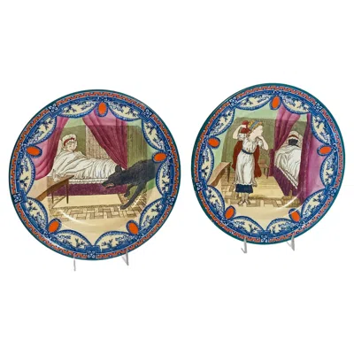 Pre-owned Wedgwood Pair  Little Red Riding Hood Collectible Plates, Vibrantly Hand Colored