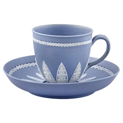 Pre-owned Wedgwood Pale Blue Jasperware Coffee Cup And Saucer