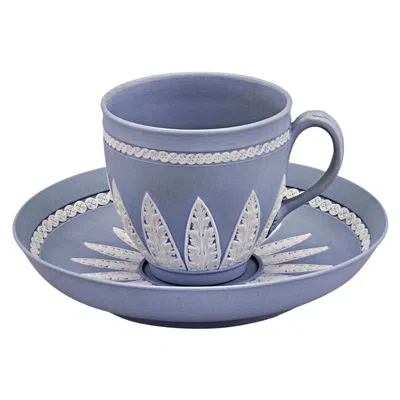 Pre-owned Wedgwood Pale Blue Jasperware Coffee Cup And Saucer Set