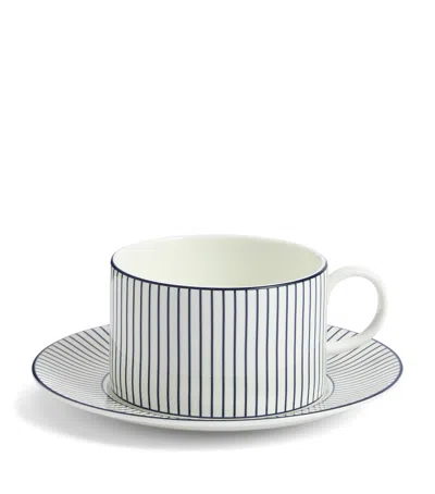 Wedgwood Pinstripe Teacup And Saucer In White