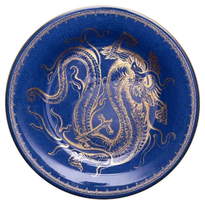 Pre-owned Wedgwood Powder Blue Gilded Dragon Cabinet Plate