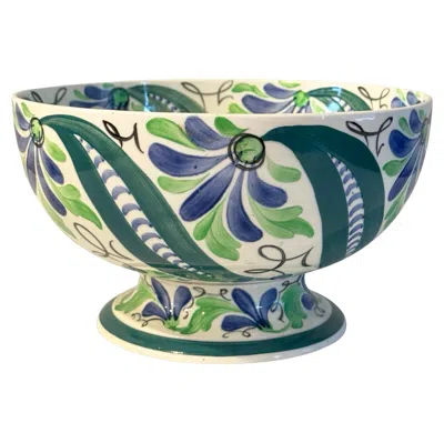 Pre-owned Wedgwood Queensware Polychrome Painted Bowl From The Art Deco Period In Gray