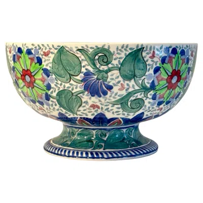 Pre-owned Wedgwood Queensware Polychrome Painted Bowl From The Art Deco Period In Gray