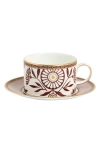Wedgwood Red Splendor Teacup & Saucer In Multi