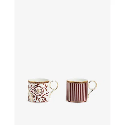Wedgwood Red Splendour Bone-china Mugs Set Of Two In Multi