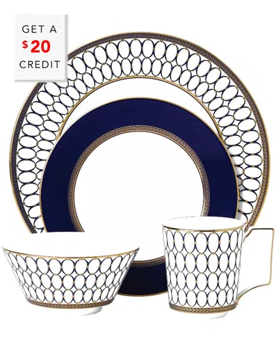 Wedgwood Renaissance Gold 4-piece Place Setting In Blue