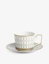 Wedgwood Renaissance Gold Bone China Teacup And Saucer Set Of Two