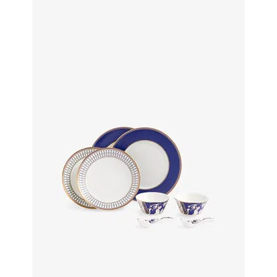 Wedgwood Renaissance Gold Patterned Bone-china 8-piece Dinnerware Set In Blue