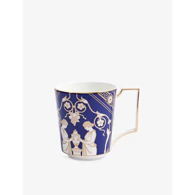 Wedgwood Renaissance Gold Patterned Bone-china Mug 300ml In Blue