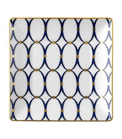 Wedgwood Renaissance Gold Square Tray In Blue