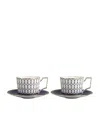 Wedgwood Renaissance Gold Fine Bone China Cups And Saucers Set Of Two In Blue