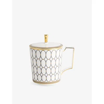 Wedgwood Renaissance Grey Bone-china Mug With Lid 400ml In White