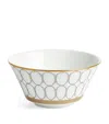Wedgwood Renaiss Gold Gilded Graphic-pattern Bone-china Rice Bowl 11cm In Grey