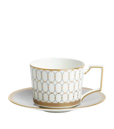 Wedgwood Renaissance Gold Graphic-print Bone China Coffee Cup And Saucer In Grey
