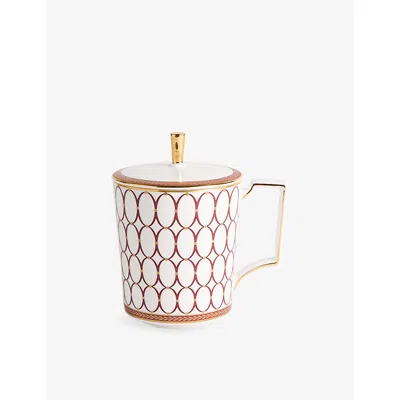 Wedgwood Renaissance Red Bone-china Mug With Lid 400ml In White