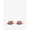 Wedgwood Renaissance Red Patterned Bone-china Teacup And Saucer Set