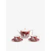 Wedgwood Renaissance Red Patterned Bone-china Teapot, Teacup And Saucer Set