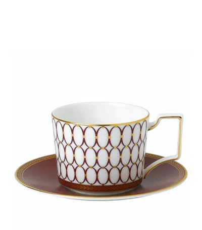 Wedgwood Renaissance Red Teacup And Saucer In Multi