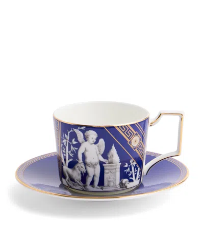 Wedgwood Renaissance Teacup And Saucer In Blue