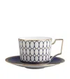 Wedgwood Renaissance Gold Tea Cup & Saucer In Blue