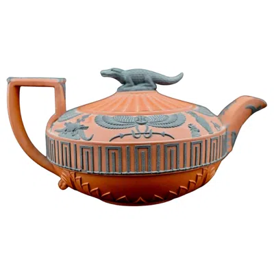 Pre-owned Wedgwood Rosso Antico Egyptian Revival Teapot In Brown