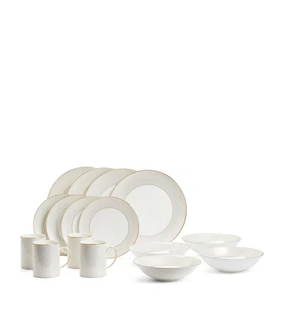 Wedgwood Set Of 16 Gio Gold Dinnerware Pieces In White