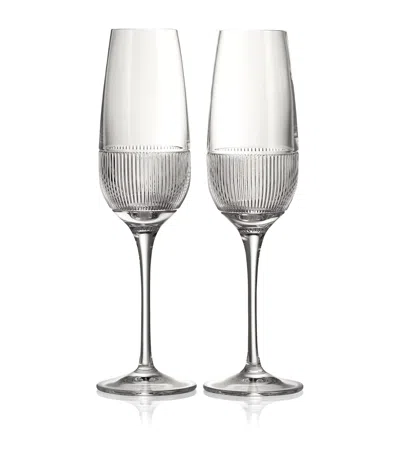 Wedgwood Set Of 2 Crystal Helia Champagne Flutes In Transparent
