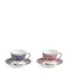 Wedgwood Florentine Turquoise Bone-china Teacup And Saucer Set Of Two