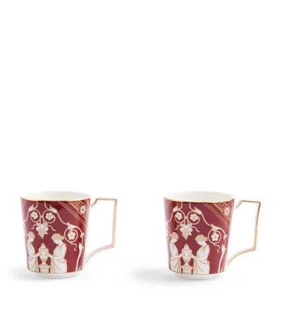 Wedgwood Set Of 2 Renaissance Mugs In Red