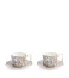 Wedgwood Set Of 2 Renaissance Teacups And Saucers In Grey