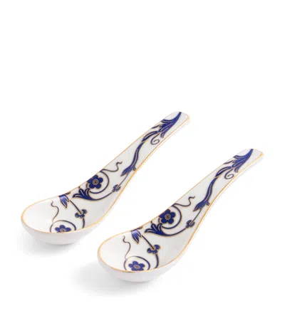 Wedgwood Set Of 2 Chinese Soup Spoons In Blue