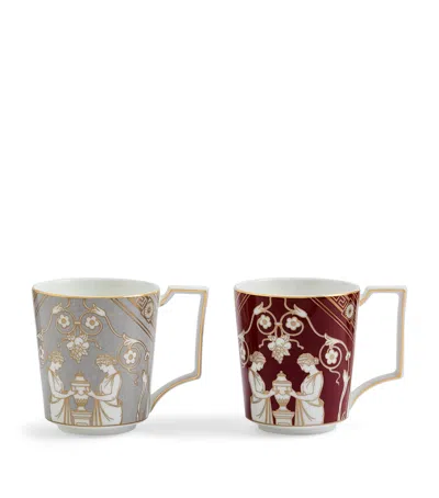 Wedgwood Set Of 2 Valentine's Renaissance Mugs In Red