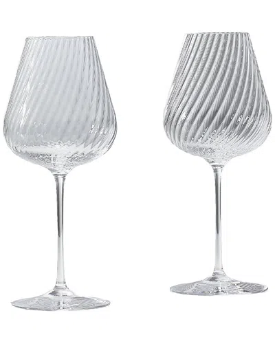 Wedgwood Set Of 2 Vera Wang Swirl White Wine Glasses In Transparent