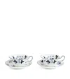 Wedgwood Set Of 2 Wild Strawberry Inky Blue Teacups And Saucers