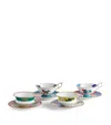Wedgwood Wonderlust Floral-print Set Of Four Bone-china Teacups And Saucers