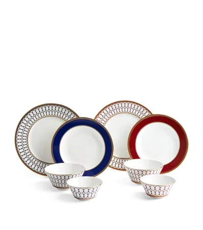 Wedgwood Renaissance Gold Gilded 8-piece Bone-china Dinner Set In Red
