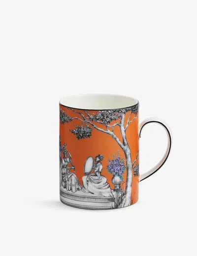 Wedgwood Sheila Bridges Harlem Toile De Jouy Dancing Bone China Mug 350ml In Orange
