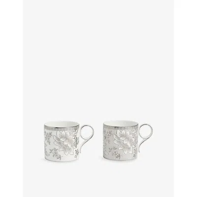 Wedgwood Silver Tonquin Bone-china Mugs Set Of Two In White