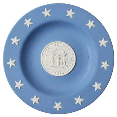 Pre-owned Wedgwood State Of Georgia Jasperware Collectible Plate In Blue And Cream By  In White