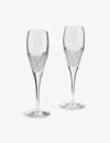 Wedgwood Vera Wang Diamond Mosaic Diamond-cut Set Of Two Crystal Champagne Flutes