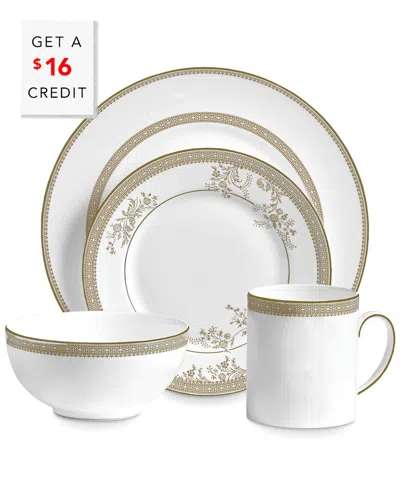 Wedgwood Vera Wang For  4pc Lace Gold Setting With $16 Credit