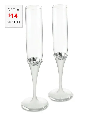 Wedgwood Vera Wang For  Infinity Toasting Flute Pair With $14 Credit In Transparent