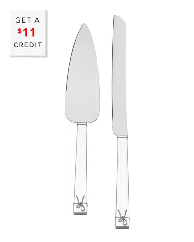 Wedgwood Vera Wang For  Love Knots Cake Knife & Server Set With $11 Credit In Silver