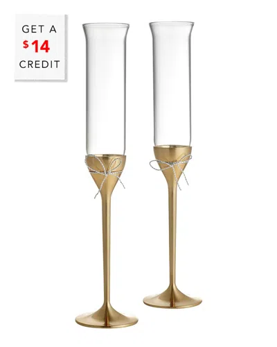 Wedgwood Vera Wang For  Set Of 2 Love Knots Toasting Flute Glasses With $11 Credit