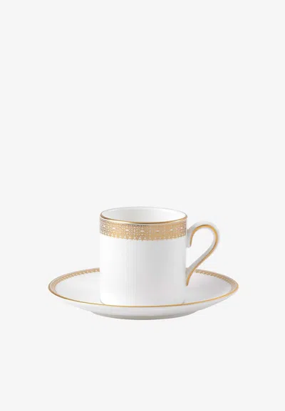 Wedgwood Vera Wang Lace Gold Coffee Cup With Saucer In White