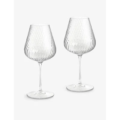 Wedgwood Vera Wang Swirl White Wine Crystal Glasses Set Of Two In Transparent