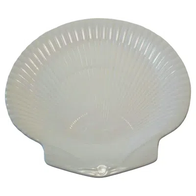 Pre-owned Wedgwood - Vintage Nautilus Scallop Shell Plate - Satin Glaze - U.k. - C. 1960's In Gray