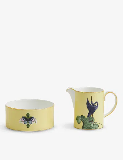 Wedgwood Waterlily Graphic-print Bone-china Sugar And Creamer Set