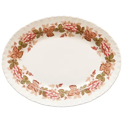 Pre-owned Wedgwood “wild Briar” Ceramic Serving Platter In Sand