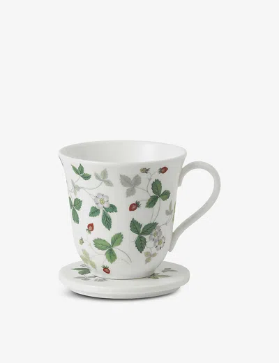 WEDGWOOD WILD STRAWBERRY BONE CHINA MUG WITH LID,26218366